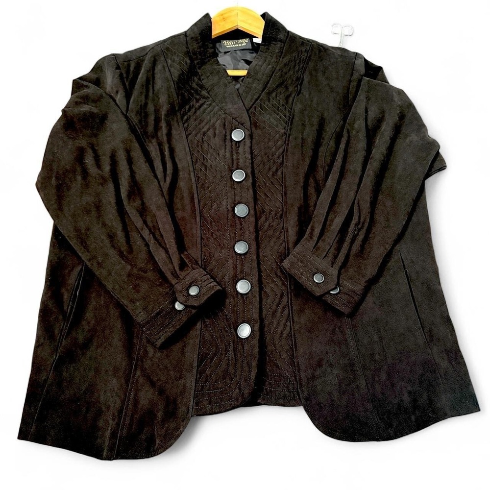 Bob Mackie Womens Whimsigoth 1X Black Moleskin Velvet Trapunto Blazer Suit Jacke